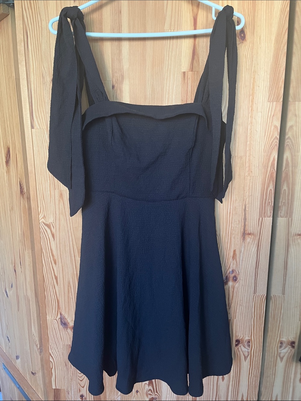 SHEIN Black Tie-Shoulder Mini Dress (size L)